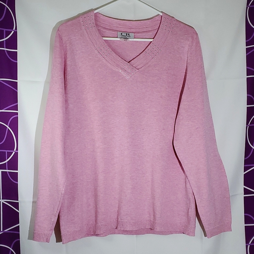 Carroll Reed Petite Pink Knit Long Sleeve Sweater/Shirt - Size Large Petite